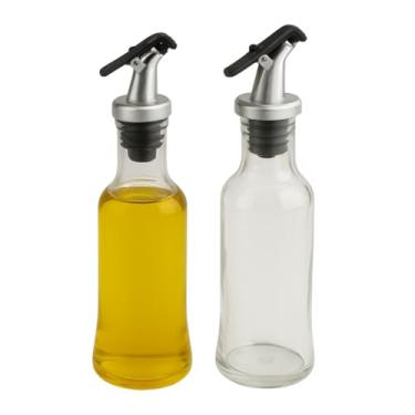 Imagem de Kit 2 Galheteiros de Vidro com Bico Dosador, 300ml cada, Porta Azeite e Vinagre com Vedação Eficiente, Design Moderno para Mesa