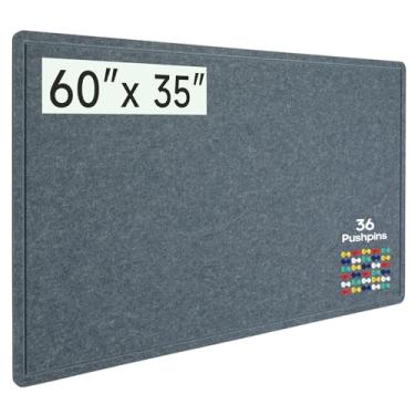 Imagem de Quadro de avisos grande, quadro de avisos dobrável de feltro de 152 x 89 cm, alternativo, quadro de feltro fotográfico dobrável, quadro de visão autoadesivo com 36 pinos