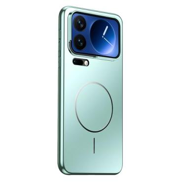 Imagem de HAOMRIYL Capa magnética para Xiaomi 17 Pro Max/17 Pro/17, capa fina de carregamento sem fio, capa de proteção à prova de choque, verde, 17 Pro