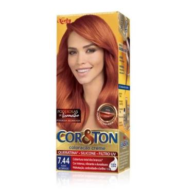 Imagem de Tintura Creme Cor E Ton Ruivo Acobreado 7.44