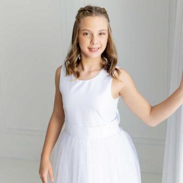 Imagem de Vestido Longo branco Faixa Lisa Branca Casamento Daminha de Honra REF4