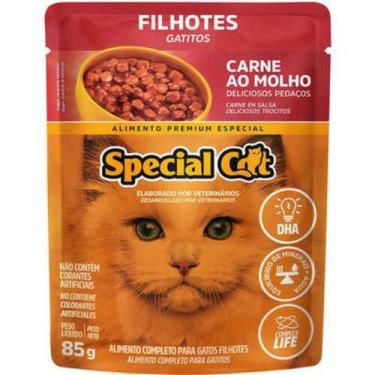 Imagem de Ração Úmida para Gato Sabor Carne para Gatos Filhotes Special Cat 85G