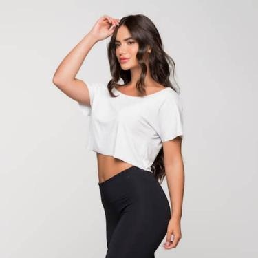 Imagem de Cropped Básico Fitness Viscolycra Ombro Caído Branca Classic - LOT FIT