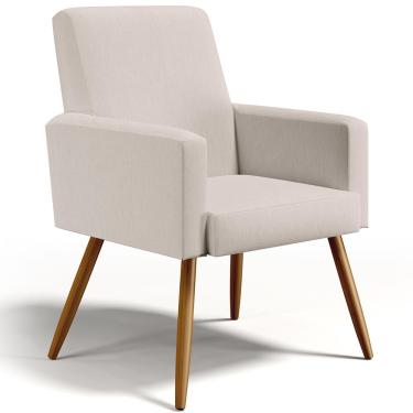 Imagem de Poltrona Decorativa Para Sala de Estar e Recepção Maria W01 Pés Palito Linho Cru - Lyam Decor