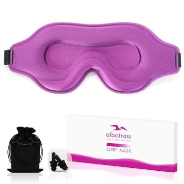 Imagem de Máscara de dormir para homens e mulheres, máscara de dormir 3D com extensões de cílios, capa de sombra noturna blackout de viagem com alça ajustável (roxo-3D)