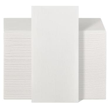 Imagem de Pacote com 50 toalhas de hóspedes, toalhas de mão de papel branco tipo pano de 30,5 x 43,2 cm, toalhas de mão descartáveis macias e absorventes para banheiro, cozinha, recepção de casamento ou jantar