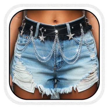 Imagem de COSYDAYS Corrente de cintura preta, de couro, gótica, renda, punk rave, joia para mulheres