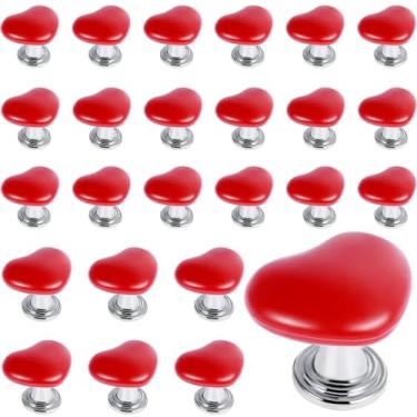 Imagem de QUWUMGD 25 peças de botão de vaso sanitário ajudante de plástico para vaso sanitário botão de descarga de vaso sanitário ferramenta assistente criativa forma de amor gaveta puxador de substituição