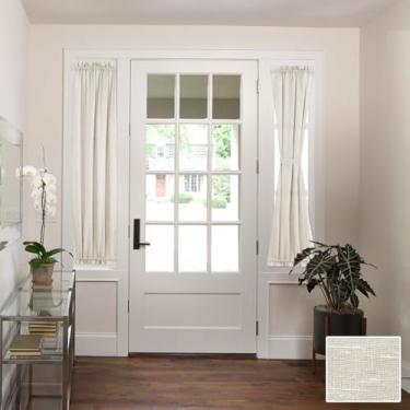 Imagem de H.VERSAILTEX Cortinas francesas de linho, semitransparentes, com redução de luz, portas de privacidade, capa de janela com amarração | Bolso para varão 1 painel para portas de vidro da sala de estar