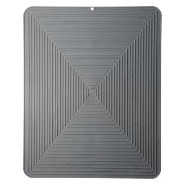 Imagem de Ｂｅｓｇａ Tapete de secagem de pratos de silicone Tapete de drenagem de pratos para cozinha, tapete de secagem Suporte de panela Jogo americano Escorredor de, Cinza