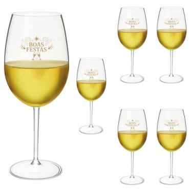 Imagem de Taças Vinho Acrílico 600ml Boas Festas Taça Vinho 6pçs (TRANSPARENTE)