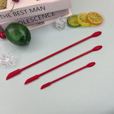 Imagem de Conjunto de 3 espátulas de silicone, espátula de maquiagem, mini espátula pequena para alimentos, garrafa de beleza, espátula, minúscula, loção raspadora