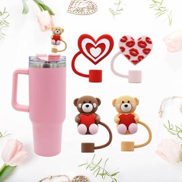 Imagem de Tampa de palha em forma de coração para Stanley Cup, 10 mm 1 cm Reutilizável Cute Straw Topper