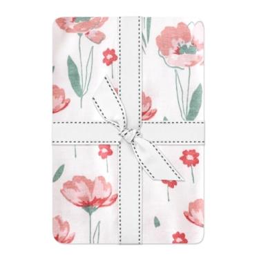 Imagem de Frankie Lençol de Berço 100% Algodão Orgânico para Colchão para Bebês e Crianças, Macio e Respirável para Meninas, Meninos e Campos Florais, Tamanho Único