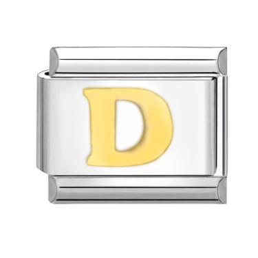 Imagem de 26 Letras Módulo de Berloques Italianos 9 mm Dourado Removível Clássico Aço Inoxidável Joias para Pulseiras Presente DIY para Mulheres, One Size, Titânio, Sem Pedra Preciosa