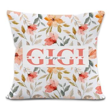 Imagem de laveliabel Gigi Gifts Capas de almofada 45,7 x 45,7 cm, para vovó, Best Gigi Ever Floral, Fronhas de Presente para Avó, Capa de Almofada para Casa Sofá Decoração de Quarto