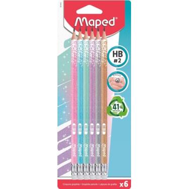 Imagem de Lápis Grafite Glitter Deco WoodFree HB, Maped, 851803, Com Borracha, 6 Unidades
