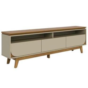 Imagem de Rack Bancada 75 Polegadas 3 Gavetas 200 Cm Selene Madetec Cumaru Opala