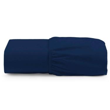 Imagem de Lençol Unique Avulso De Baixo Queen Com Elástico Micro Percal 400 Fios - Azul Marinho