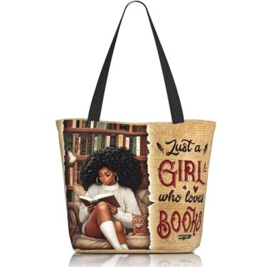 Imagem de Yrivto Sacolas bíblicas para mulheres, presentes cristãos para mulheres, bolsas de igreja, sacolas cristãs, presentes de fé para o dia das mães, Black Girl Reading