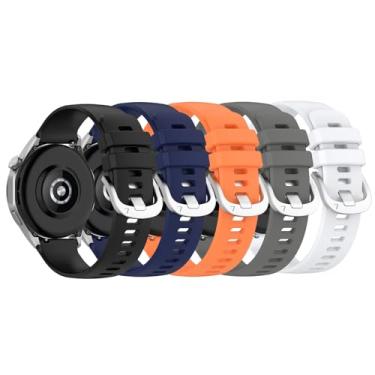Imagem de Pacote com 5 pulseiras de relógio de 22 mm compatíveis com Huawei Watch GT4 de 46 mm/Galaxy Watch3 de 45 mm/Amazfit BIP5/GTR 4/Garmin Venu 3, pulseira de substituição de silicone macio para mulheres e homens