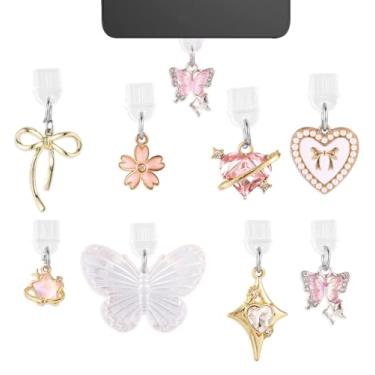 Imagem de 8un Coloridas Protetores Porta Carregamento por Tipo C, Plástico e Liga Lindos Protetores de Plugue de Poeira para Telefones Kindle e leitores Eletrônicos