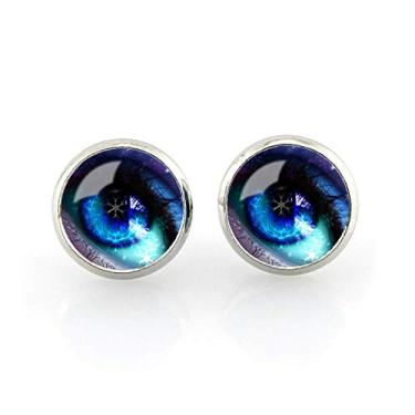 Imagem de Brincos de olhos maus vintage olho foto vidro orelha pingente mulheres jóias dragão joias presentes 12 mm (1 azul), Vidro