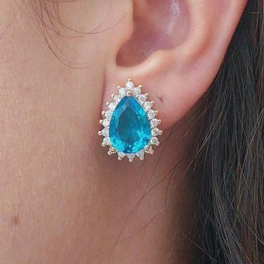 Imagem de Brinco De Pressão Feminino Zircônia Folheado A Ouro - FAMA FOLHEADOS