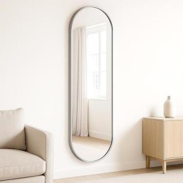 Imagem de Espelho Oval Grande 150x50cm com Moldura Aluminio  Corpo Inteiro para 