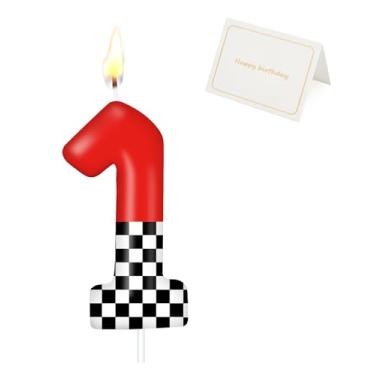 Imagem de Vela número de vela de aniversário de corrida (número 1, vermelha)