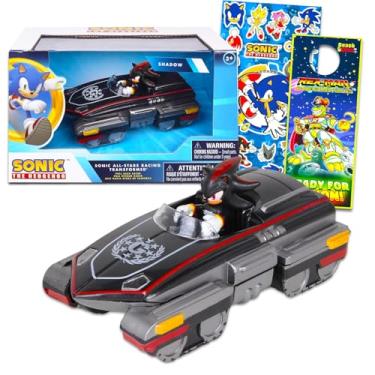 Imagem de Sonic the Hedgehog Shadow Toy Race Car Set - Sonic All-Stars Racing Shadow Gift Bundle with Shadow Pull Back Racecar Plus Stickers, More | Sonic Race Car Set