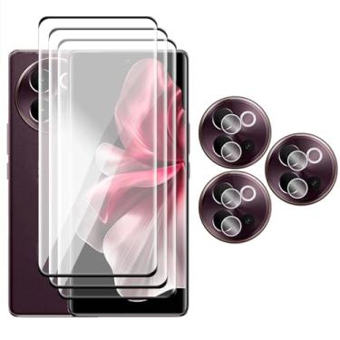 Imagem de DLMTVO Para Vivo V30e 5G, vidro temperado 6 em 1 6,7 polegadas 3D curvado cobertura completa película de lente