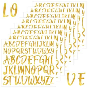 Imagem de Yuomeaz Adesivos de letras de 9 folhas, adesivos de alfabeto de vinil dourado, adesivo autoadesivo para caixa de correio, pôster de scrapbooking, artesanato DIY (2,5 cm + 3,8 cm)