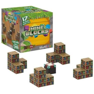 Imagem de Blocos Magnéticos Sortidos Mineblocks 17 Peças Multikids