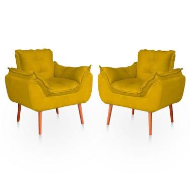 Imagem de Kit 02 Poltronas Opala Para Sala Confortável Resistente Amarelo
