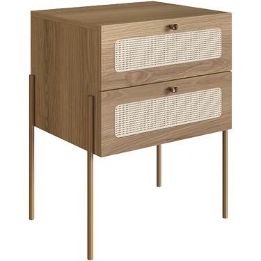 Imagem de Mesa De Cabeceira 02 Gavetas Com Telinha Industrial Indy A03 Hanover Dourado