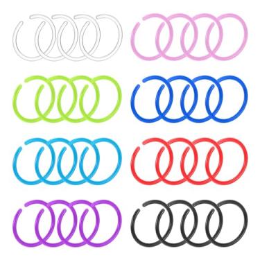 Imagem de MBAIYO 32 argolas coloridas de 20 g para nariz, anéis retentores flexíveis para piercing de nariz, argolas dobráveis bioplásticas, joias de narina, retentores de narina, para trabalho, esportes