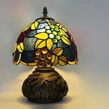 Imagem de Luminária de mesa retrô americana de luxo e criativa para sala de estar, quarto, cabeceira, escritório, casa de campo ou hotel, com vitral (Estilo 20)