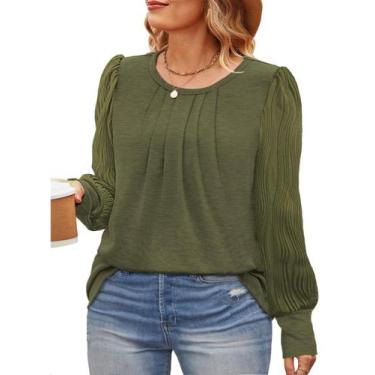 Imagem de Blusa feminina Eytino, tamanho grande, manga comprida, gola redonda, 5