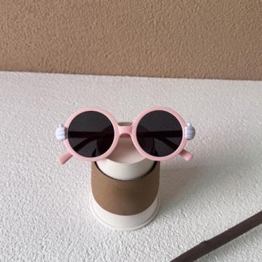 Imagem de Pacote com 1 óculos de sol redondos para crianças, jovens com moldura em forma de palma, pingentes de margarida ao ar livre para festas na praia, rosa