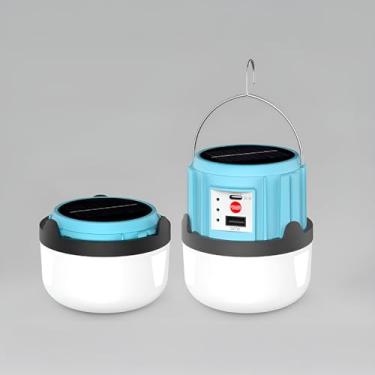 Imagem de Lanterna Solar LED Portátil, Recarregável USB, 4 Modos de Iluminação, 9,3x8,5cm, Bateria 3000mAh, com Cabo USB Tipo-C, para Camping e Emergências