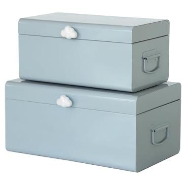 Imagem de Vixdonos Conjunto grande de 2 porta-malas decorativas de metal com fecho decorativo em forma de nuvem para recepção, casamento, bebê e chá de panela, 43 x 26 x 21 cm