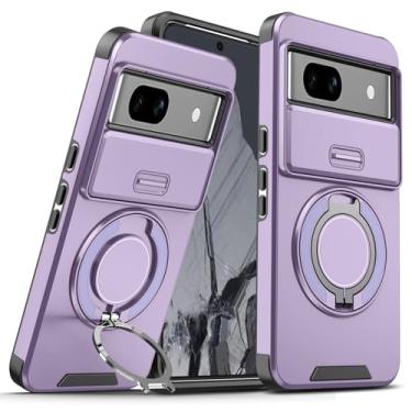 Imagem de Anlalish Capa compatível com Google Pixel 7 Pro com suporte, capas resistentes à prova de choque com capa para câmera, capa de telefone para Google Pixel 7 Pro compatível com Magsafe (roxa)
