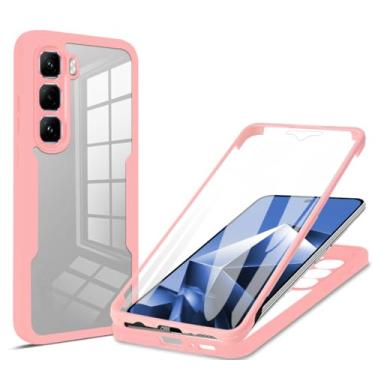 Imagem de Kukoufey Compatível com Infinix Hot 60i 4G, capa com protetor de tela integrado compatível com Infinix Hot 60 5G X6726B capa rosa