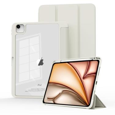 Imagem de MYGROO - Capa para iPad Air de 13 polegadas, M2 2024, para iPad Pro 12.9 2022 (6ª geração) com porta-lápis, suporte triplo com estojo transparente para iPad Air de 13 polegadas