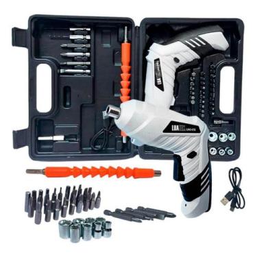 Imagem de Kit Parafusadeira Elétrica Sem Fio Luatek 47 Chaves Fenda Philips Cor 