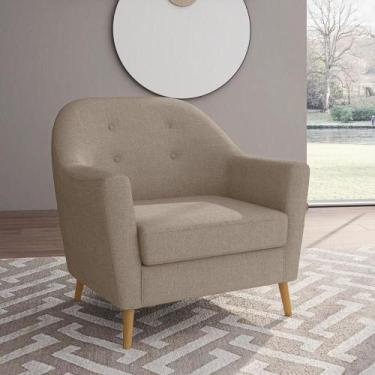 Imagem de Poltrona Kler com Pés em Madeira - Marrom Claro - Estrela, Marrom