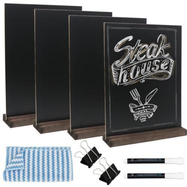 Imagem de Placa de lousa de mesa com suporte de base, pacote com 4, 21,6 x 28 cm, placas de menu de dois lados, placas de comida para festa, buffet, casamento, bar e restaurante