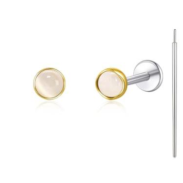 Imagem de Limerencia Brincos hipoalergênicos para orelhas sensíveis – Brincos redondos de titânio G23, brincos perfurados de pedra de cartilagem para presente feminino e masculino, 3mm, Titânio, Sem pedra