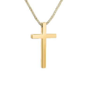 Imagem de Colar de cruz de aço inoxidável para homens – Pingente de corrente de caixa hipoalergênica, joia religiosa católica e cristã, presente, 26 inch, Aço inoxidável, Sem Pedra Preciosa